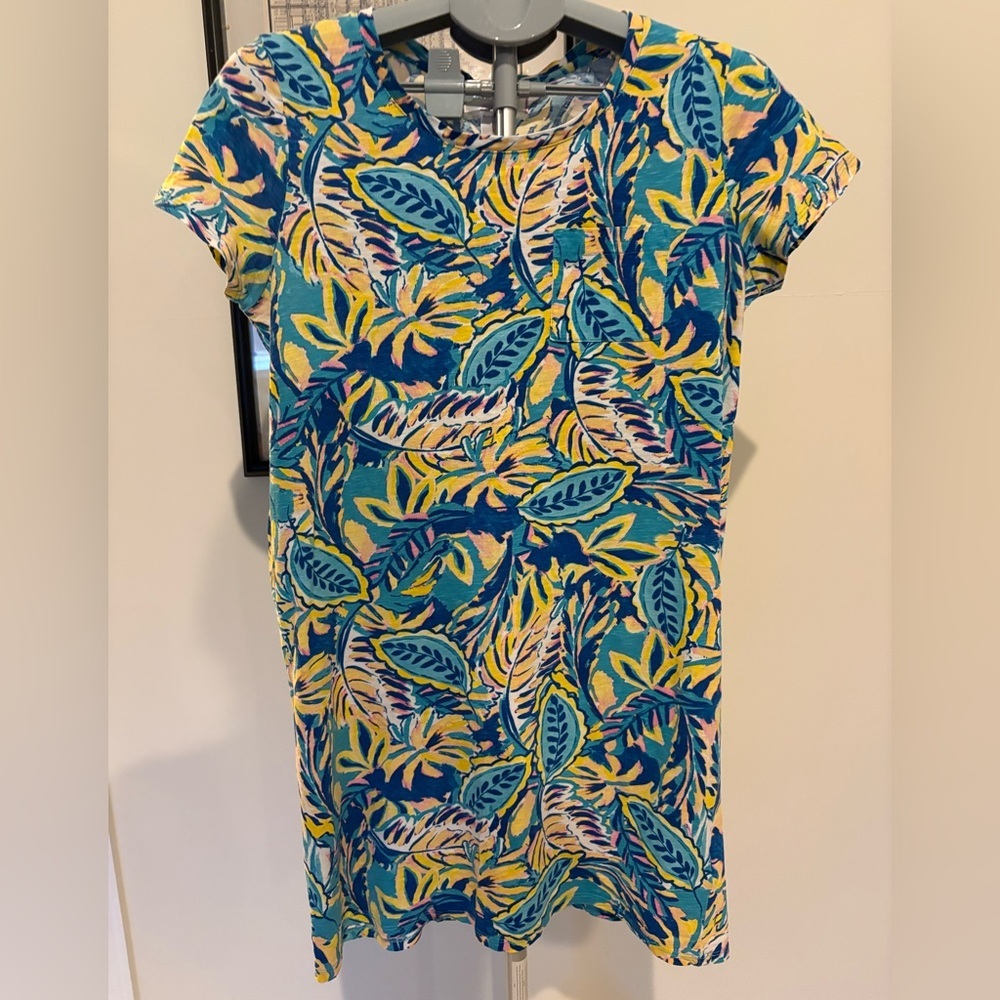 Stella Parker Colorful Leaf Print Shirt Dress, Size M